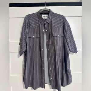 Men’s Black Stripe Short-Sleeve pearl snap Button-Up Shirt